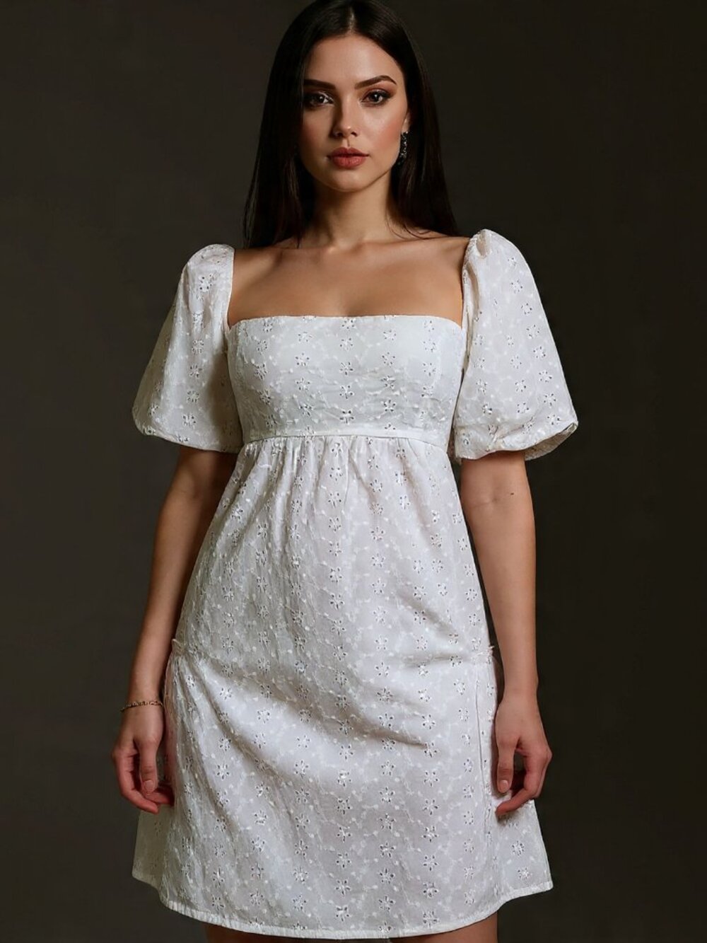 Altar’d State White Eyelet Milkmaid Dress Women's Size XL